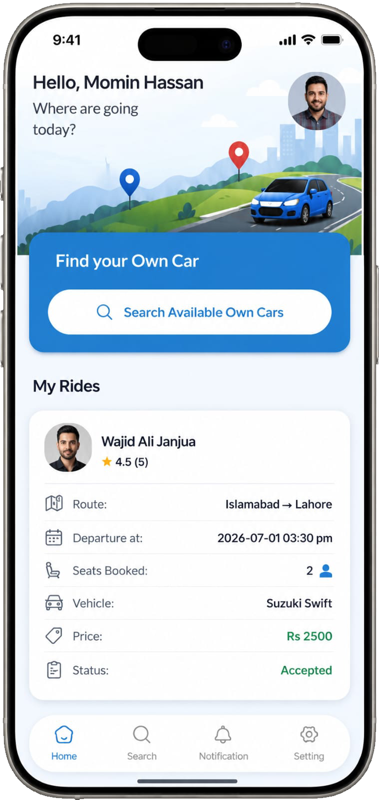YolKar app — Home screen